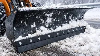 Lemiesz gumowy zamontowany na pługu śnieżnym